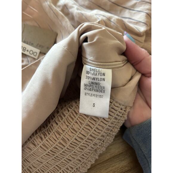 Do & Be Tan Black Stripe Adjustable Puff Sleeve Crop Top‎ Size Small NWT Boho - Picture 3 of 7